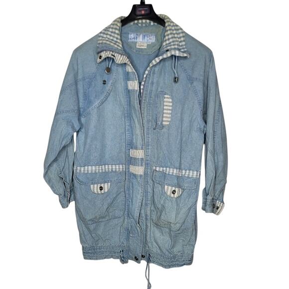 Vintage Size Medium East West Cotton light wash Oversized Denim Jacket 1980s - Picture 1 of 6